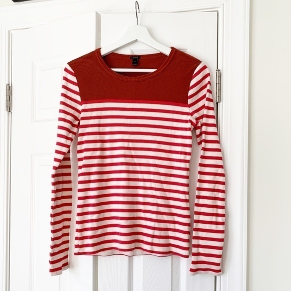 NWOT J.Crew Orange & Red Striped Top